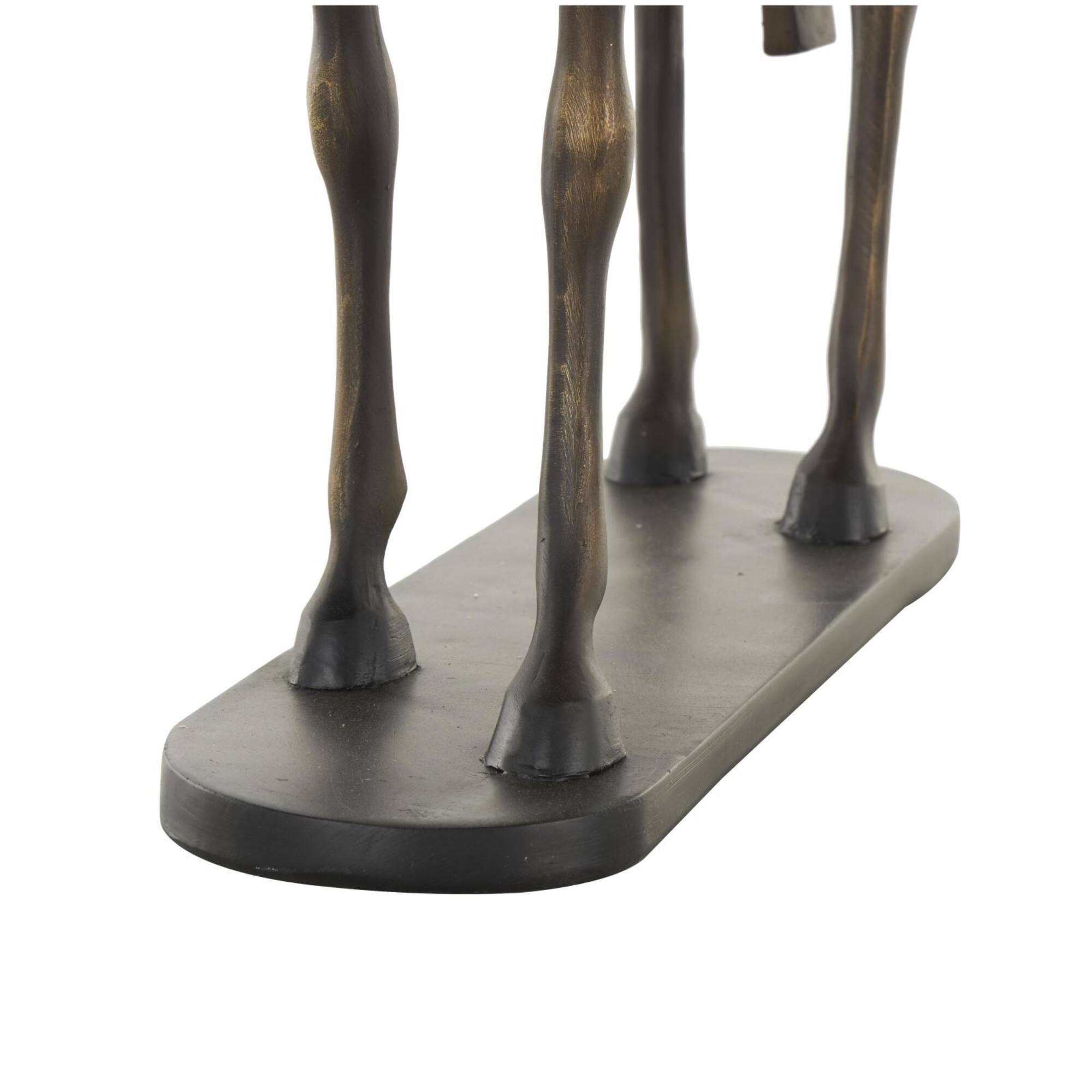 16.5" Bronze & Brushed Gold Polystone Horse Sculpture with Black Oval Base